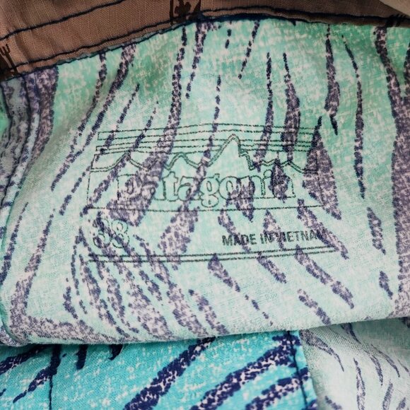 Patagonia Men's Blue Palms Print Unlined Swim Trunk Shorts Size 38 - Picture 7 of 11